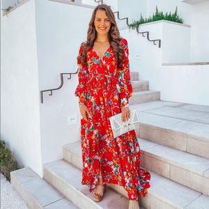 Pink Lily, Small Watercolor maxi dress.